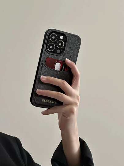 كفر موبايل بطباعة أحرف فتحة بطاقة جلد صناعي