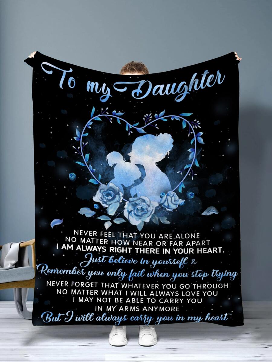 1入組標語和人物圖案毯子 - 彩色 - 查看 1