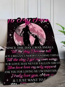 標語和人物圖案毯子 - 彩色 - 查看 5