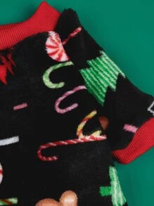 圣诞节宠物狗 2 腿毛衣，带有圣诞树、雪人和雪花图案 - 彩色 - 查看 6