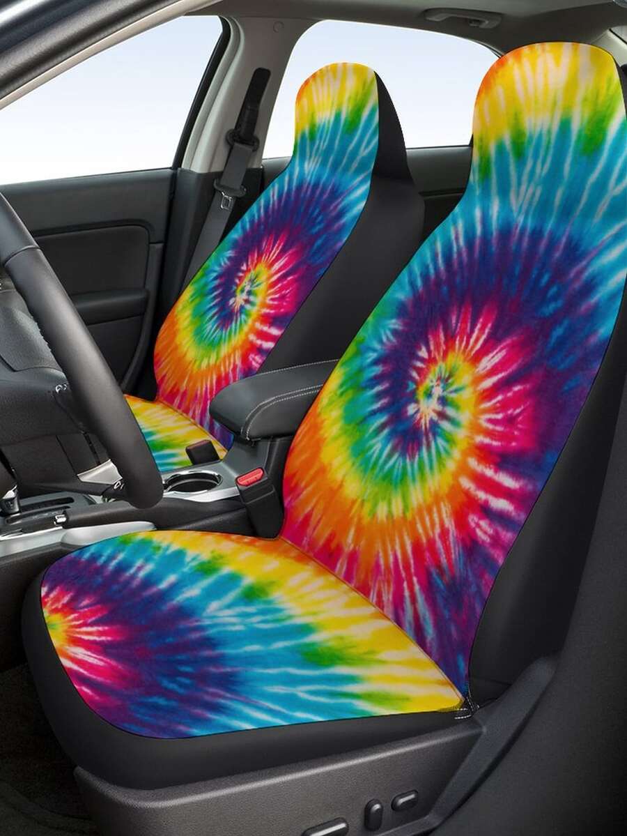 1pc Tie Dye Car Seat Cover - Multicolor - View 1