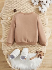 SHEIN Baby Boy Slogan Graphic Sweatshirt - Khaki - View 2