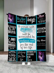 Slogan & Figure Graphic Blanket - Multicolor - View 1
