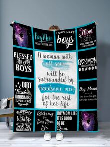 Slogan & Figure Graphic Blanket - Multicolor - View 4