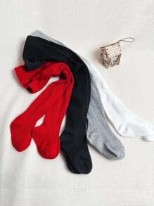 4pairs Toddler Girls Solid Tights - Multicolor - View 2