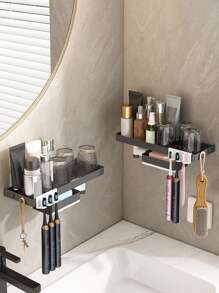 1入組免打孔浴室儲物架 - 灰色 - 查看 3