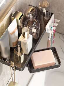 1入組免打孔浴室儲物架 - 灰色 - 查看 4