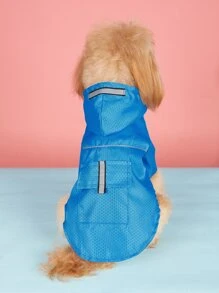 Geometric Pattern Pet Raincoat With Pocket - Blue - View 2