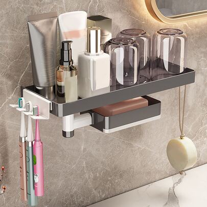 1pc Punch-free Bathroom Storage Rack
