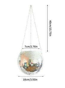 1pc Silver Plastic Hanging Plant Pot, Metallic Disco Plant Hanging Basket For Home Decor - Silver - View 7