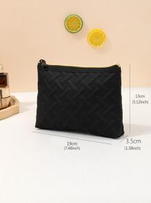 1pc Black PU Cosmetic Bag Brush Lipstick Storage Bag Makeup Bag For Women Girls Storage Makeup Organizer Makeup Case - Black - View 3