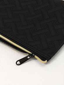 1pc Black PU Cosmetic Bag Brush Lipstick Storage Bag Makeup Bag For Women Girls Storage Makeup Organizer Makeup Case - Black - View 5