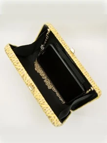 Geometric Weave Detail Chain Straw Bag - Multicolor - View 5