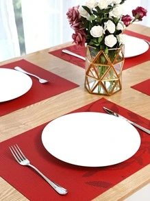 1pc Hình lá chống trượt Placemat - Đỏ - Xem 5
