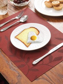 1pc Hình lá chống trượt Placemat - Đỏ - Xem 7