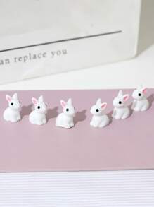 6 件兔子设计装饰工艺品，迷你可爱艺术装饰，适用于家居装饰复活节 - 彩色 - 查看 1