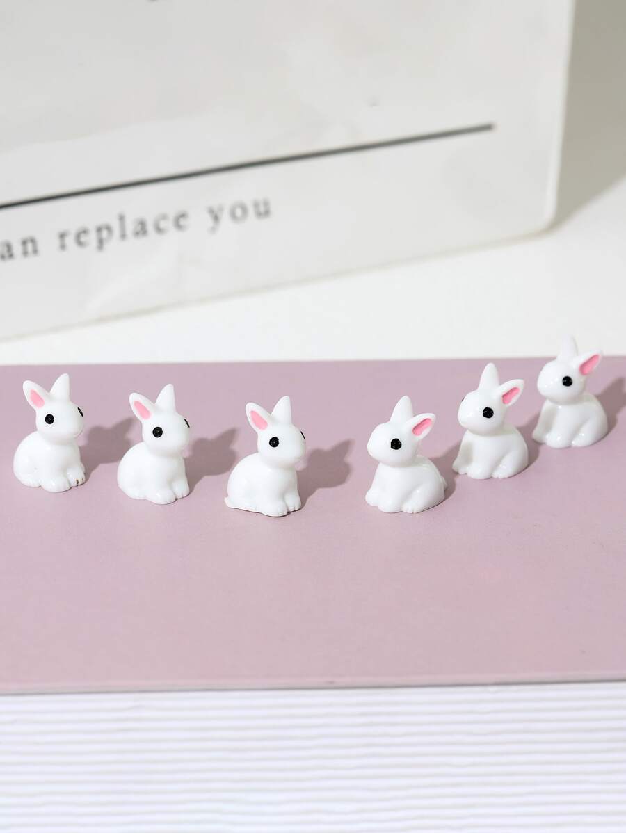 6 件兔子设计装饰工艺品，迷你可爱艺术装饰，适用于家居装饰复活节 - 彩色 - 查看 1