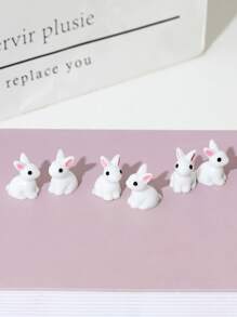 6 件兔子设计装饰工艺品，迷你可爱艺术装饰，适用于家居装饰复活节 - 彩色 - 查看 2