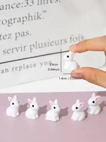 6 件兔子设计装饰工艺品，迷你可爱艺术装饰，适用于家居装饰复活节 - 彩色 - 查看 3