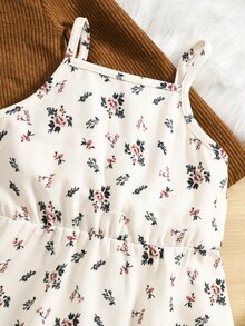 Toddler Girls Button Front Jacket & Floral Print Cami Dress - Multicolor - View 5