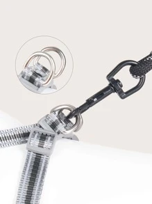 2pcs Reflective Pet Leash & Harness Set - Black - View 7