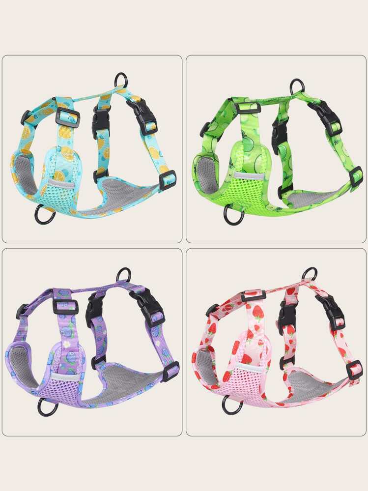 1pc Blueberry Print Pet Harness For Dog For Outdoor - Purple - View 1