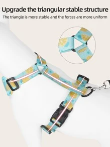 1pc Lemon Print Pet Harness For Dog For Outdoor - Blue - View 5