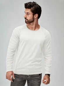 Manfinity Hombres Jersey de manga raglán - Blanco - Ver 3