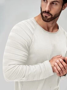 Manfinity Hombres Jersey de manga raglán - Blanco - Ver 5