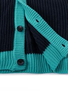 Manfinity Men Contrast Trim Button Front Cardigan - Navy Blue - View 4