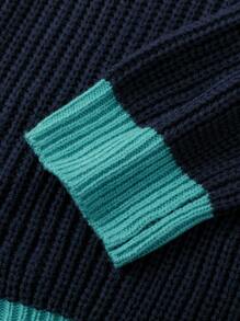 Manfinity Men Contrast Trim Button Front Cardigan - Navy Blue - View 5