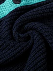 Manfinity Men Contrast Trim Button Front Cardigan - Navy Blue - View 6