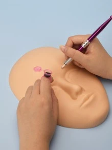 Practice Skin Head,1 PC 5D Facial Tattoo Skin Practice Head,Silicone Fake Facial Training Skin,Eyebrow Eyeliner Lips Model Permanent Makeup For Beginners and Artists,For Multi-Purpose Use - Apricot - View 5