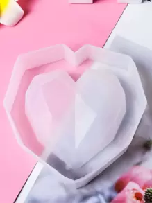 1pc Heart Design DIY Silicone Mold - White - View 1