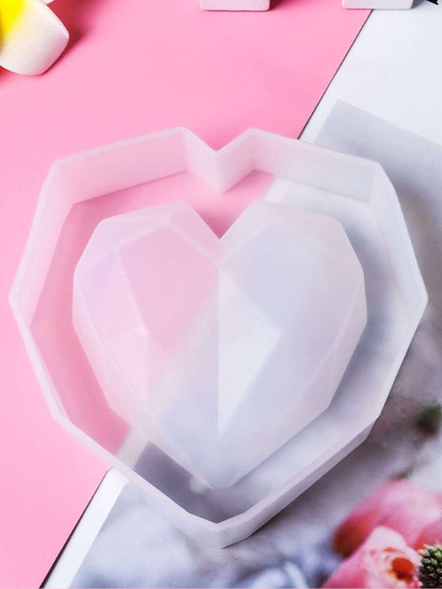 1pc Heart Design DIY Silicone Mold - White - View 1