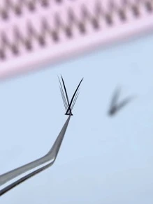 Homaylash 1box Individual cluster lashes VV C 0.07mm 12mm mixed Natural Long Individual Manual grafting False Eyelashes - Black - View 2