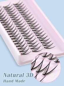 Homaylash 1box Individual cluster lashes VV C 0.07mm 12mm mixed Natural Long Individual Manual grafting False Eyelashes - Black - View 3