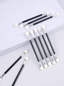 10pcs Smudger Double Ended Sponge Eyeshadow Brushes,Eyebrow Brush,Eyeshadow Brush,Spoolie,Spoolie Brush - Black - View 5