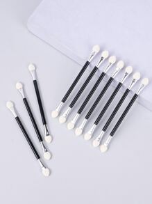 10pcs Smudger Double Ended Sponge Eyeshadow Brushes,Eyebrow Brush,Eyeshadow Brush,Spoolie,Spoolie Brush - Black - View 6