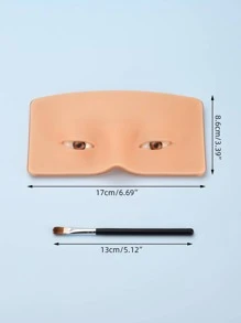 紋身練習皮,1入組矽膠眼睛臉部化妝聯係板帶刷可重複使用假皮膚,用品適用於眉毛眼線筆3D永久化妝,紋身貼皮膚聯係皮膚對於初學者和有經驗藝術家 - 彩色 - 查看 3