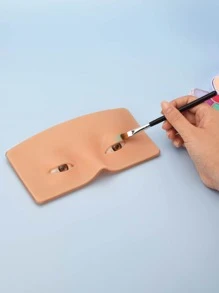 紋身練習皮,1入組矽膠眼睛臉部化妝聯係板帶刷可重複使用假皮膚,用品適用於眉毛眼線筆3D永久化妝,紋身貼皮膚聯係皮膚對於初學者和有經驗藝術家 - 彩色 - 查看 4