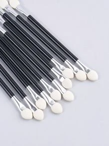 10pcs Smudger Double Ended Sponge Eyeshadow Brushes,Eyebrow Brush,Eyeshadow Brush,Spoolie,Spoolie Brush - Black - View 8