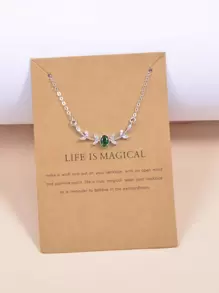 Vòng cổ quyến rũ lá Zirconia khối - Bạc - Xem 2