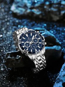 REWARD Men's Quartz Watch Business Fashion Style Timing Calendar Luminous Hands Multi-Functional Men Wristwatch High Quality Gift Classic Design Stainless Steel Watch Band