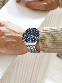 REWARD Men's Quartz Watch Business Fashion Style Timing Calendar Luminous Hands Multi-Functional Men Wristwatch High Quality Gift Classic Design Stainless Steel Watch Band