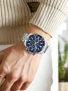 REWARD Men's Quartz Watch Business Fashion Style Timing Calendar Luminous Hands Multi-Functional Men Wristwatch High Quality Gift Classic Design Stainless Steel Watch Band