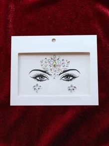 ROMWE Goth 1 hoja Pegatina tatuaje facial con diamante de imitación