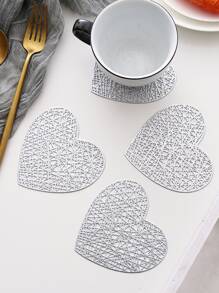 2入組愛心設計杯墊 - 銀色 - 查看 1