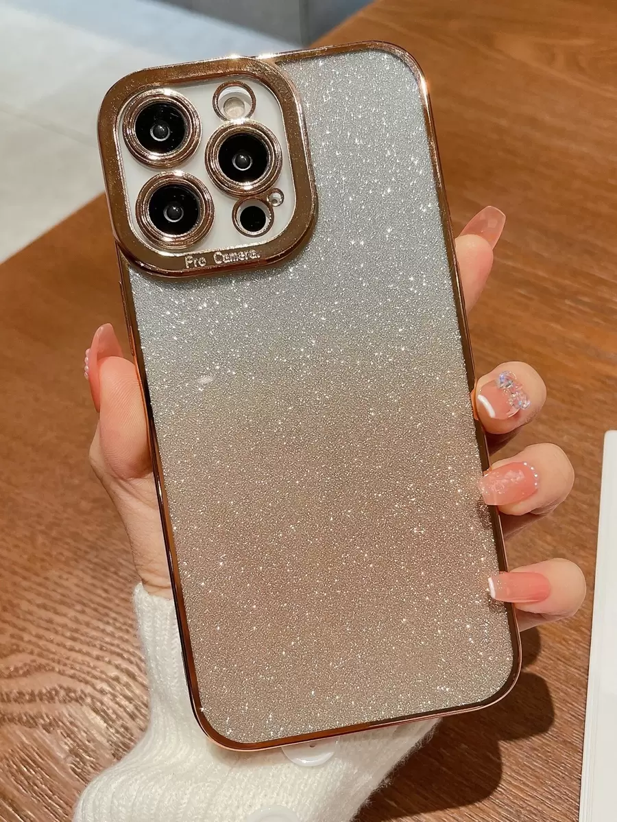 Ombre Glitter Phone Case Compatible With iPhone 15/15Pro/15Plus/15Promax - Gold - View 1