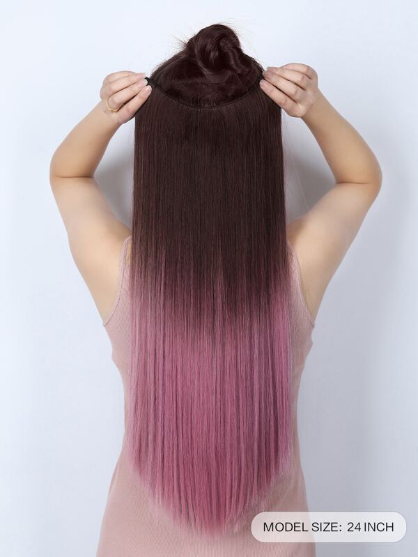 Clip In Ombre Long Straight Synthetic Hair Extension SHEIN